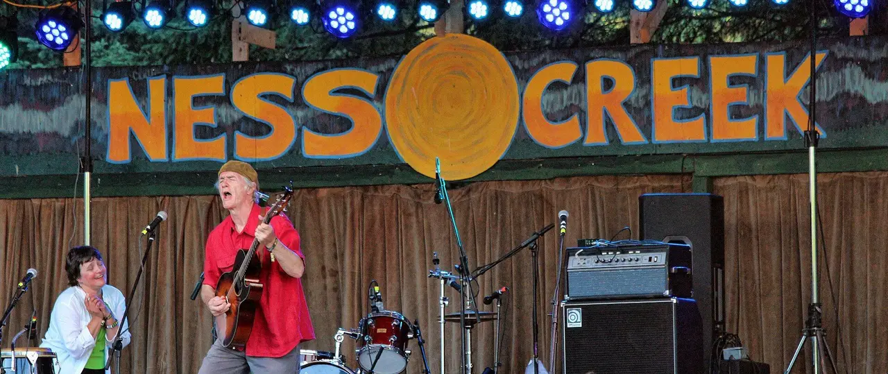 Performers on the Ness Creek festival stage, 2014